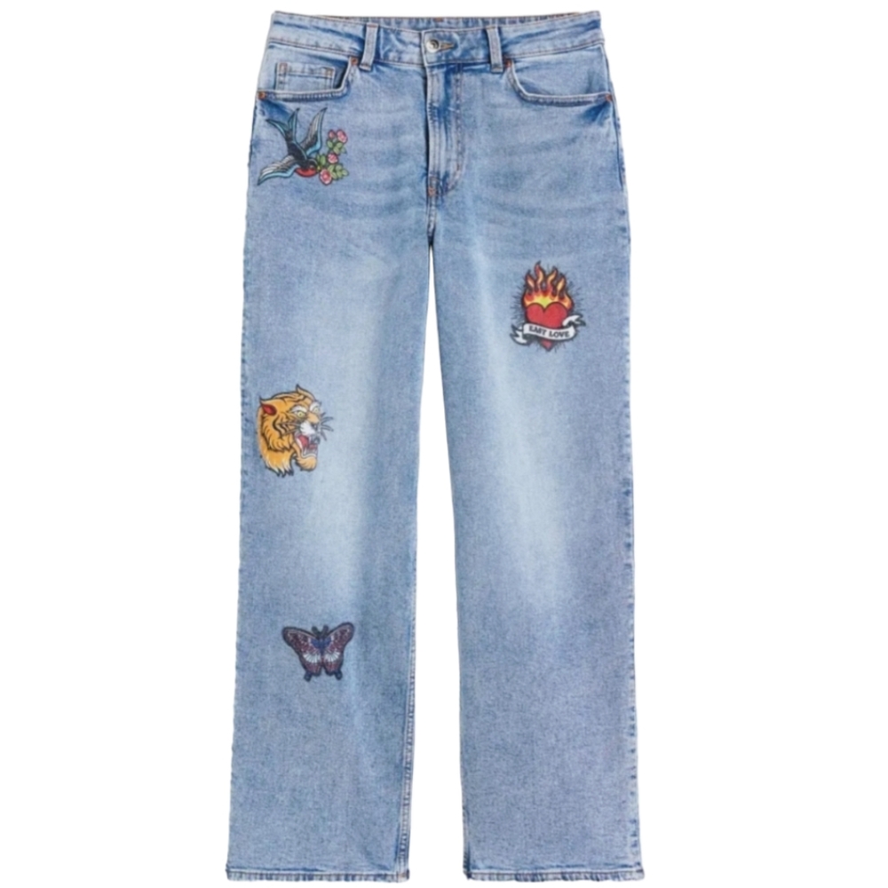 Retro 90's Denim Applique Mom Jeans